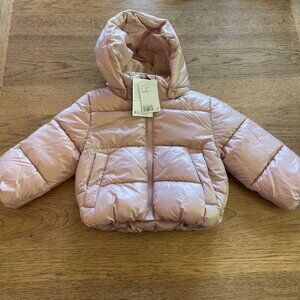 H&M Light Mauve Size 2T Girl's Hooded Zip Front Puffer Jacket NWT